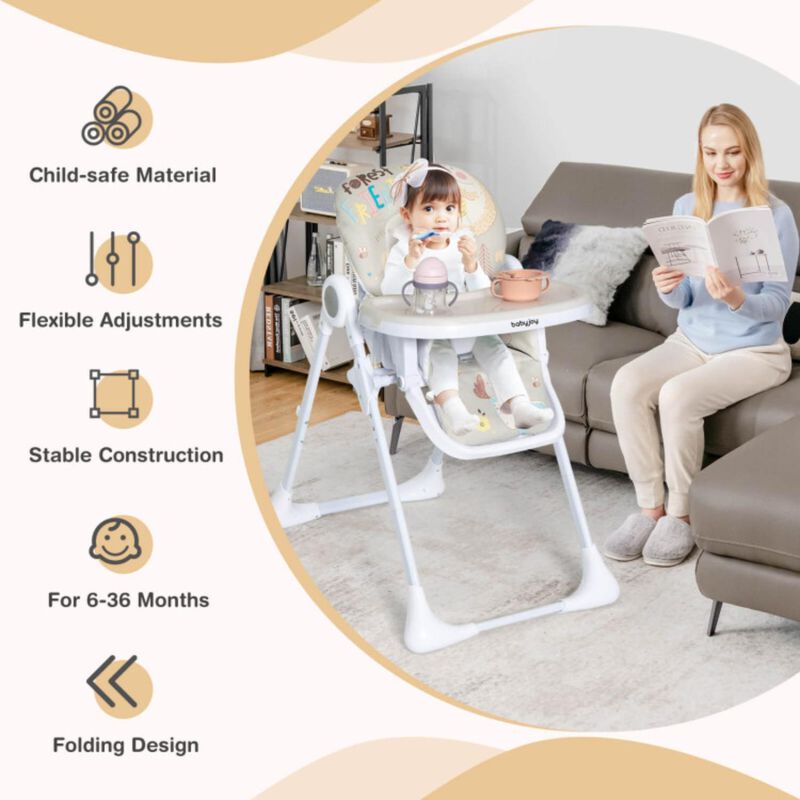 Hivvago Baby High Chair Folding Feeding Chair with Multiple Recline and Height Positions