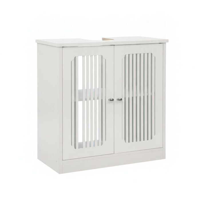 ELEMENT ACE Louvered Double-Door Floor-Standing Bathroom Vanity Cabinet Without Basin Adjustable Shelf Moisture Resistant Unit
