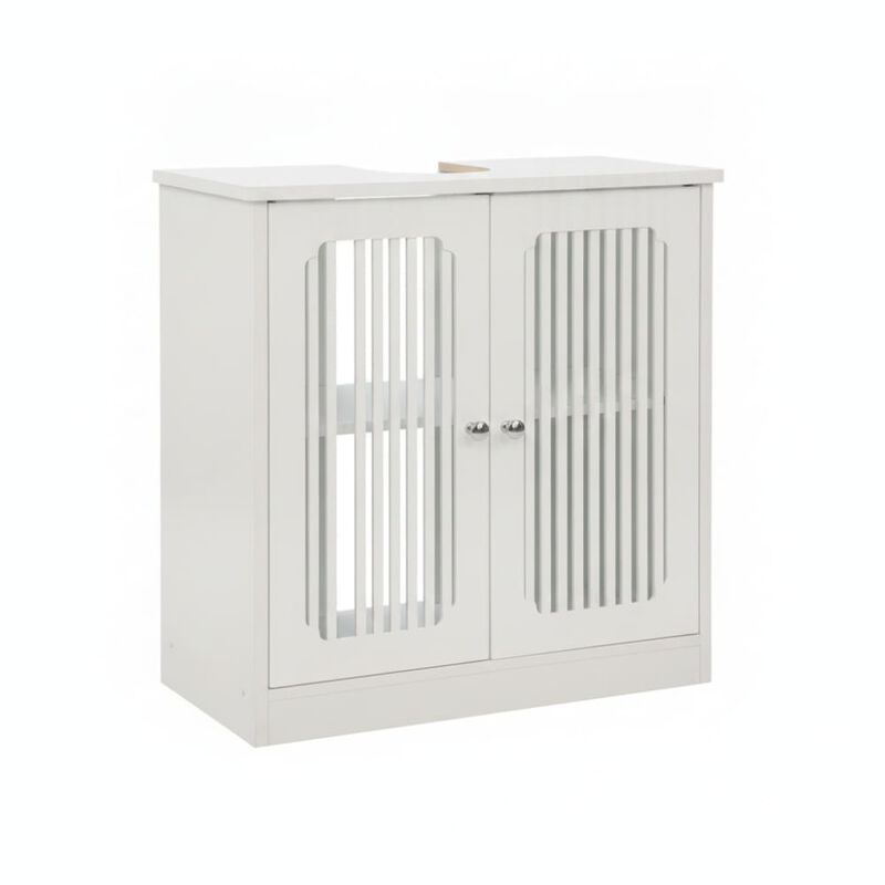 ELEMENT ACE Louvered Double-Door Floor-Standing Bathroom Vanity Cabinet Without Basin Adjustable Shelf Moisture Resistant Unit image number 0