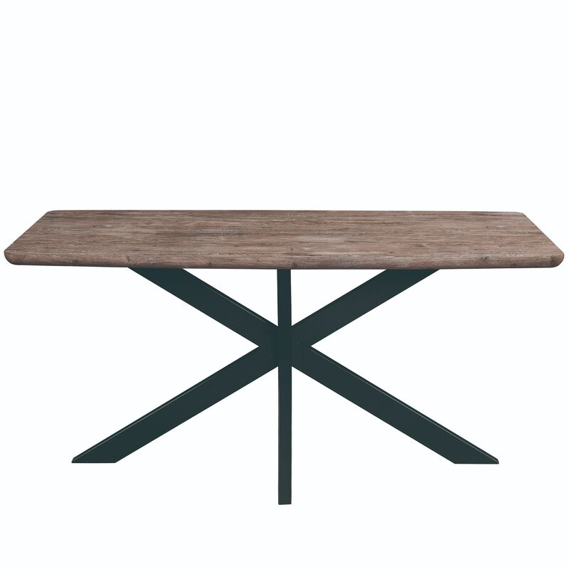 LeisureMod Ravenna 63" Rectangular Wood Dining Table With Modern Metal Base
