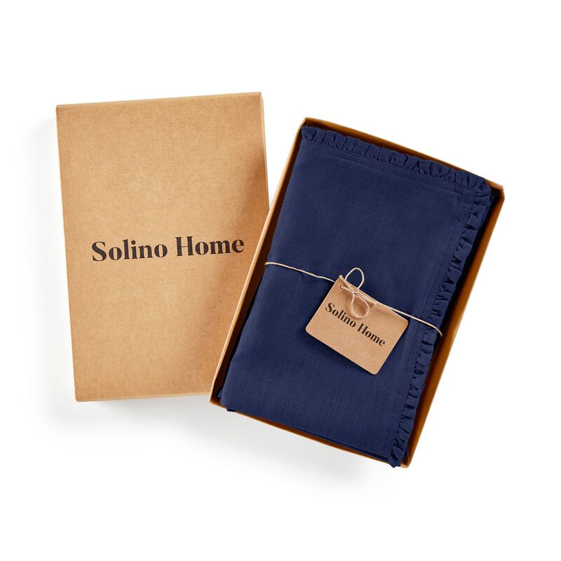 Solino Home Juliette Ruffle 100% Linen Dinner Napkins &ndash; Set of 4, 20 x 20 in, Machine Washable, Holiday and Everyday Dining