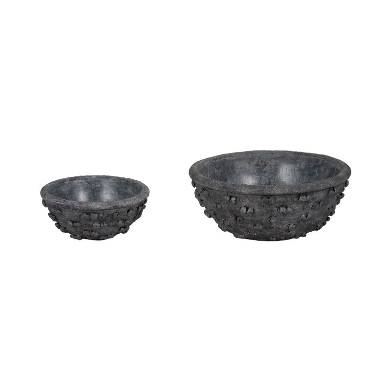 S/2 8/12" Textured Knobby Knot Bowls, Black image number 0