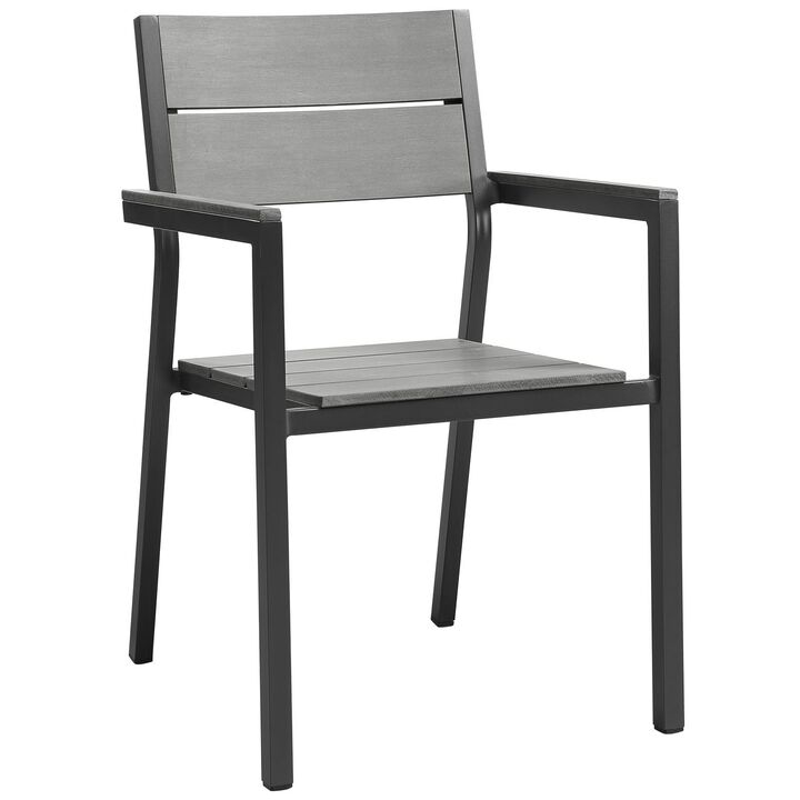 Modway Maine Aluminum Outdoor Patio Arm Chair in Brown Gray