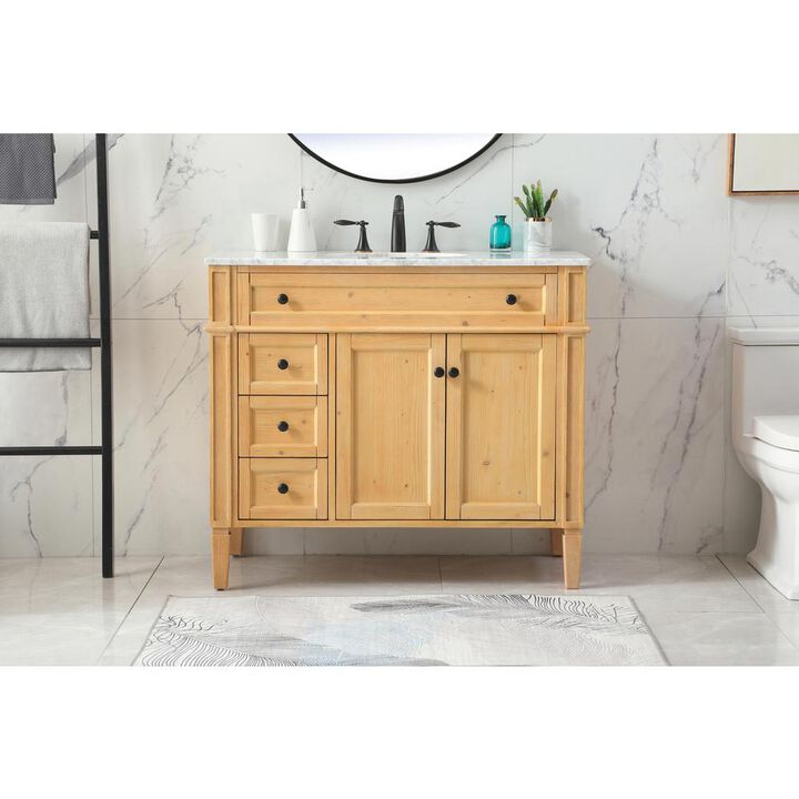 Elegant Kitchen and Bath 40 inch Single bathroom vanity in natural wood