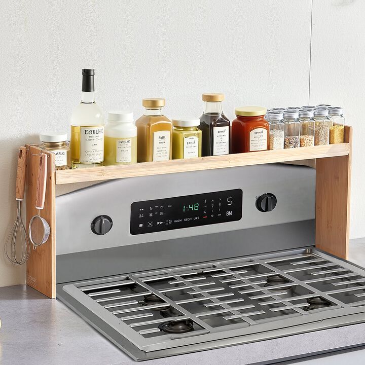 Over Stove Spice Rack Organizer with 6 Hooks Kitchen Counter Storage