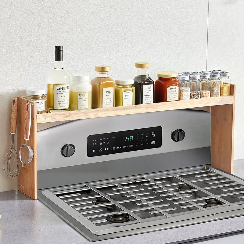 Over Stove Spice Rack Organizer with 6 Hooks Kitchen Counter Storage image number 1