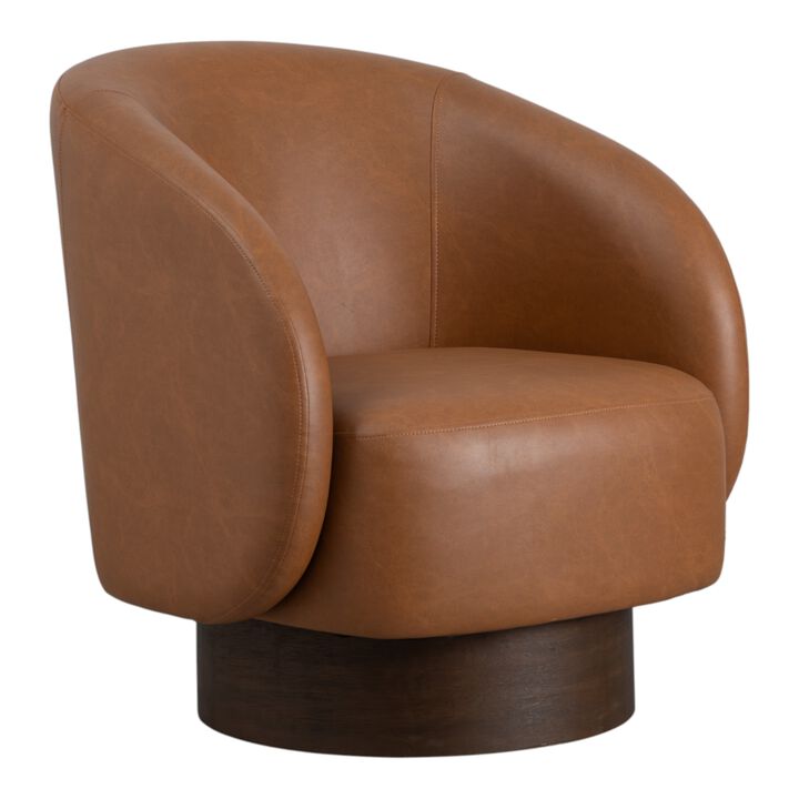 Faux Leather Swivel Accent Chair