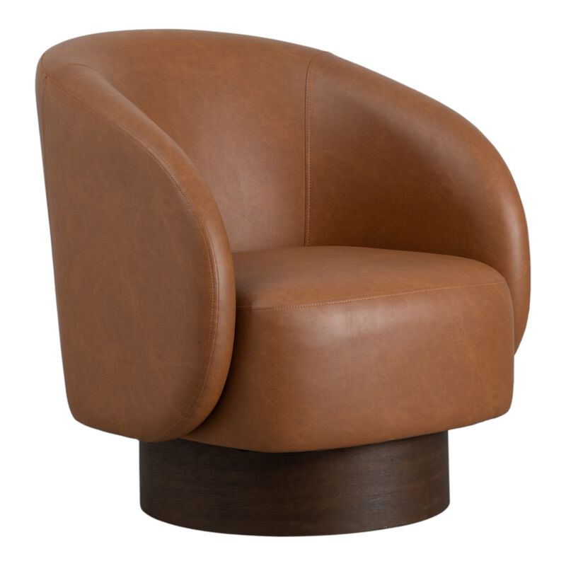 Faux Leather Swivel Accent Chair image number 1