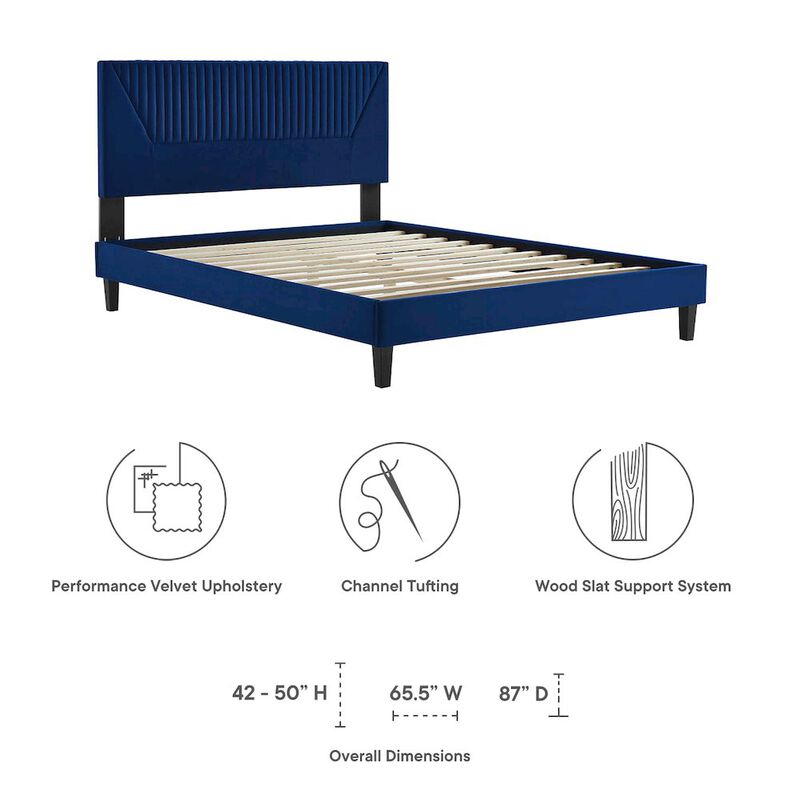 Yasmine Channel Tufted Performance Velvet Full Platform Bed image number 1