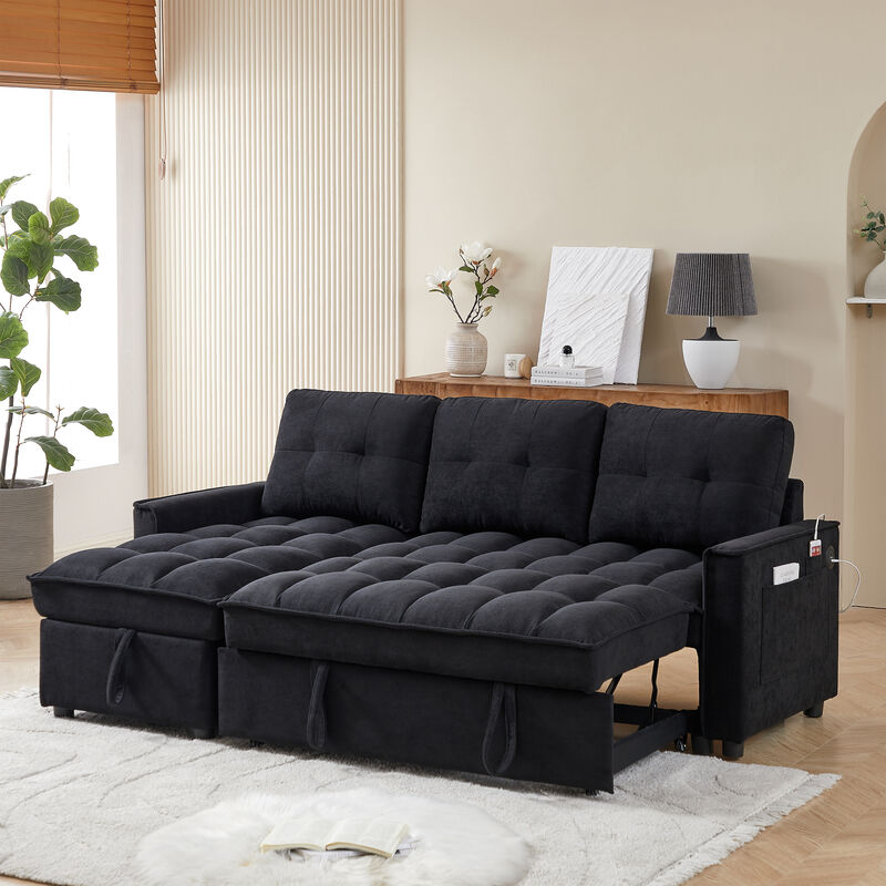 Merax L-Shaped Sectional Sofa with Arm Side Organizer Pocket Features image number 4