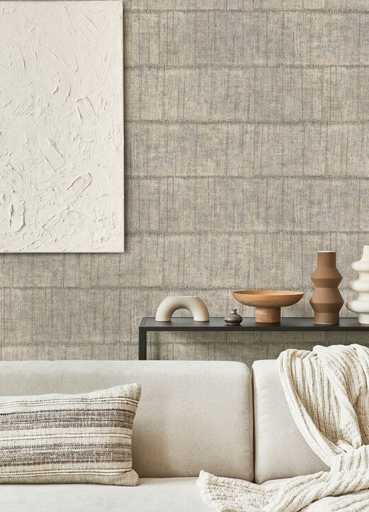 Blake Light Grey Texture Stripe Wallpaper (Set of 2)