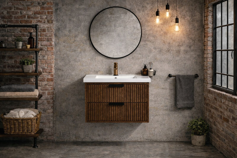 Diego 30" Floating Bathroom Vanity Walnut image number 1