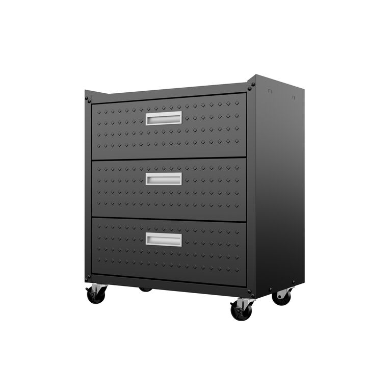 Fortress Dark Gray 3-Drawer Rolling Cabinet