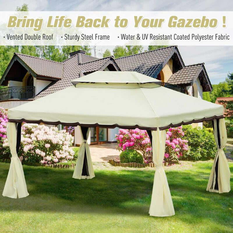 Hivvago 10x13 Outdoor Gazebo Canopy with Netting and Curtains image number 6