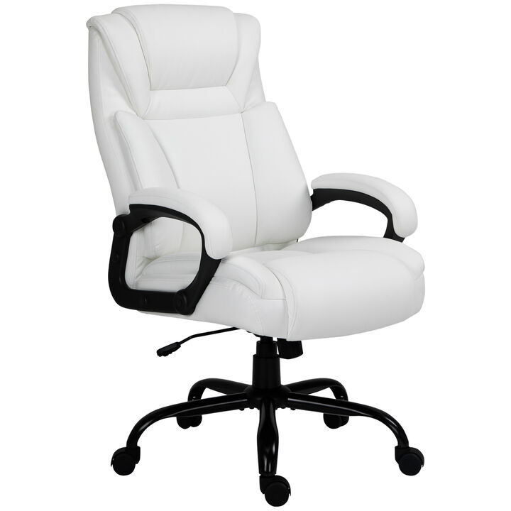 Vinsetto Big and Tall 400lbs Executive Office Chair with Wide Seat, Computer Desk Chair with High Back PU Leather Ergonomic Upholstery, Adjustable Height and Swivel Wheels, White