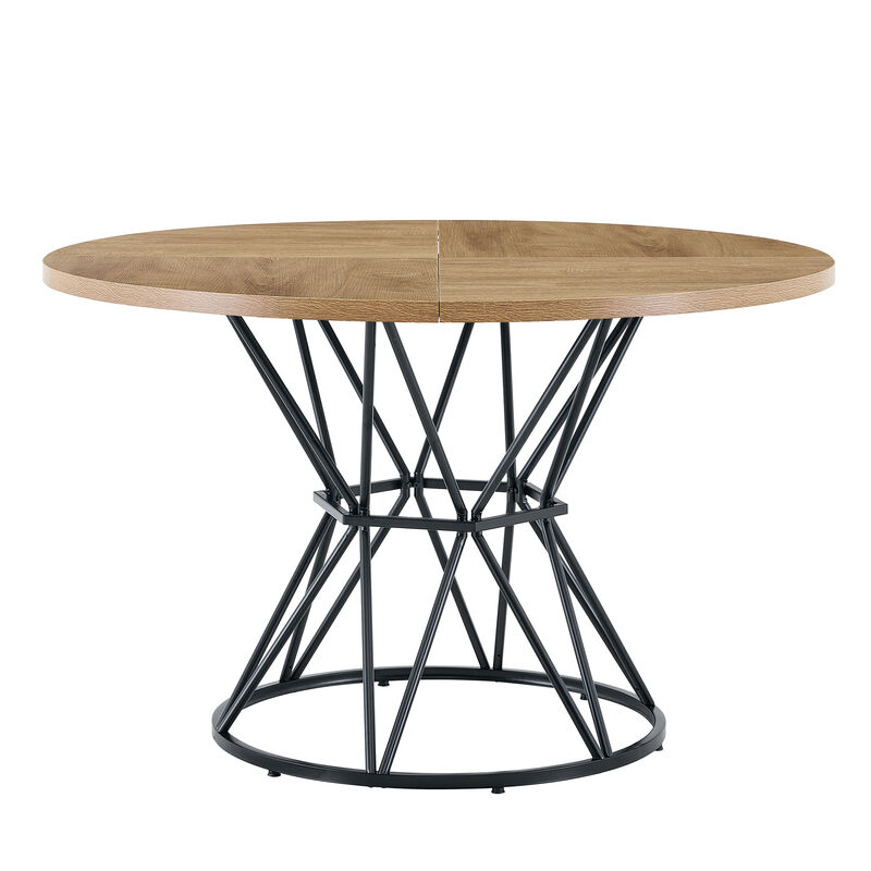 Whisen 47.3" Round Dining Table, MDF Metal for Home Kitchen Restaurant image number 0