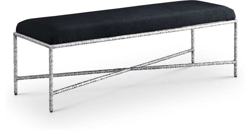 Meridian Furniture Valley Black Chenille Fabric Bench