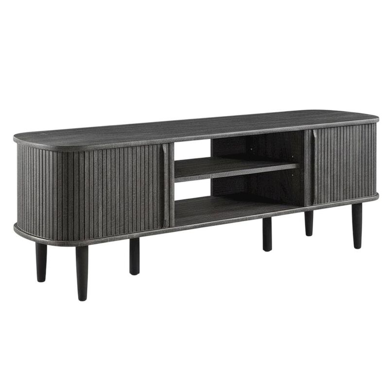 Gray wood TV stand with sleek design and sturdy construction image number 0