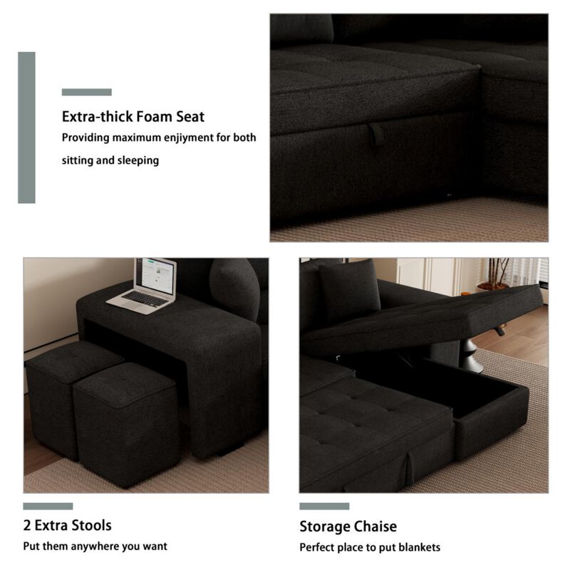 Torwuf Reversible Sleeper Sectional Sofa image number 8