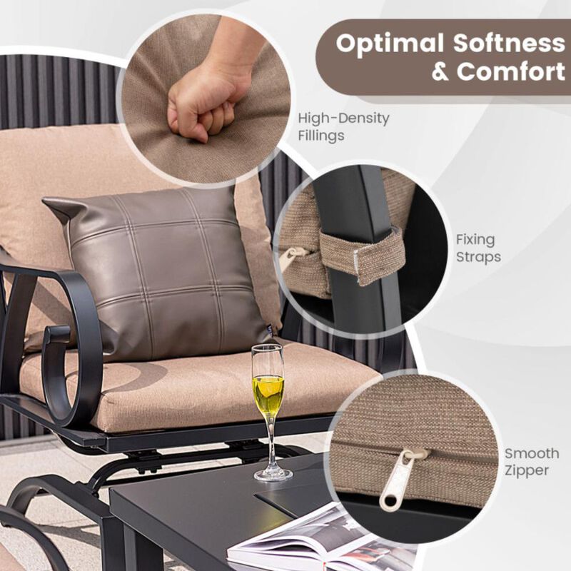 Hivvago 5 Pieces Patio Rocking Chairs and 4-in-1 Fire Pit Table with Fire Poker