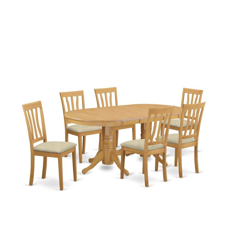 East West Furniture VAAN7-OAK-C 7 PcTable set - Kitchen Table and 6 Kitchen Chairs