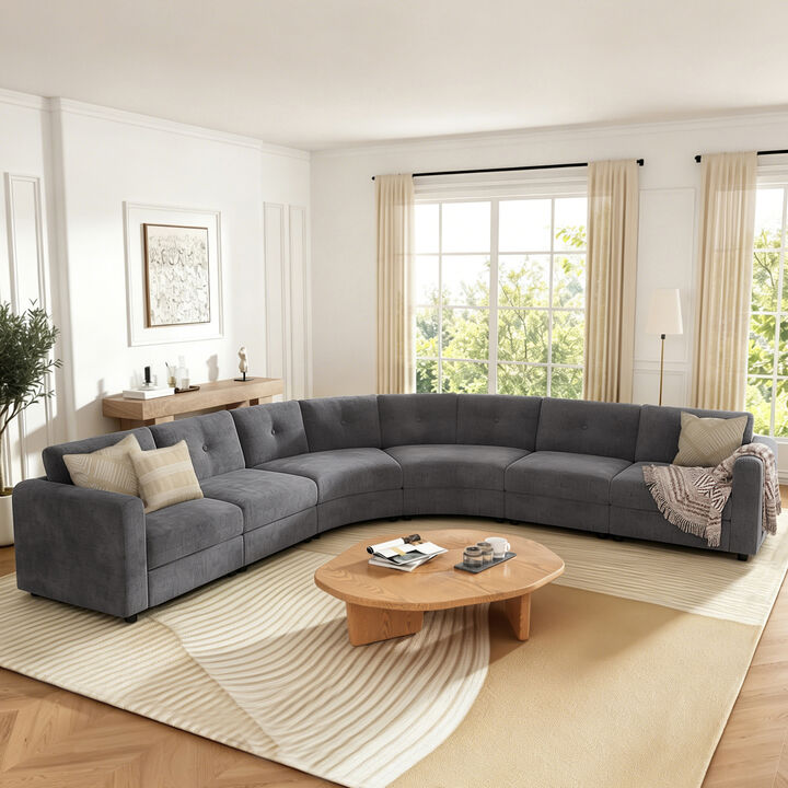 Merax Curved Modular Sectional Sofa with Customizable Layout, High-Resilience Foam & Pocket Spring Seats