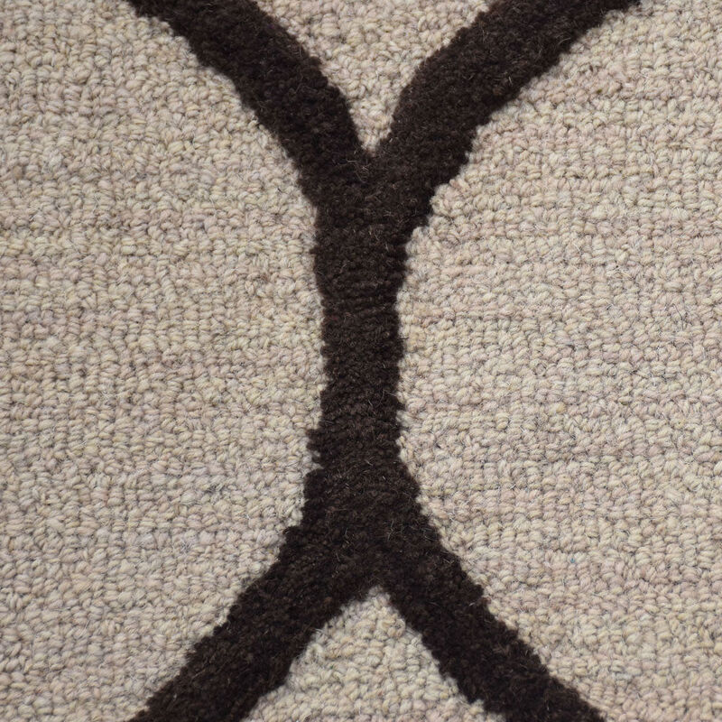 RUGSOTIC CARPETS HAND TUFTED WOOL ECO-FRIENDLY AREA RUGS  - 8'x8', Round Shape, Beige & Brown, Geometric Modern Design, High Pile Thick Handmade Area Rugs for Living Room, Bed Room (K01004) image number 3