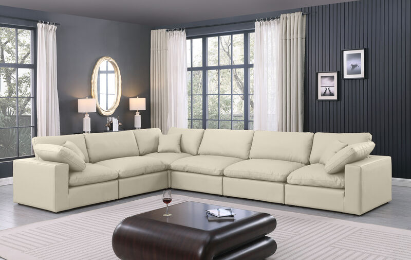 Meridian Furniture Comfy Cream Vegan Leather Modular Sectional