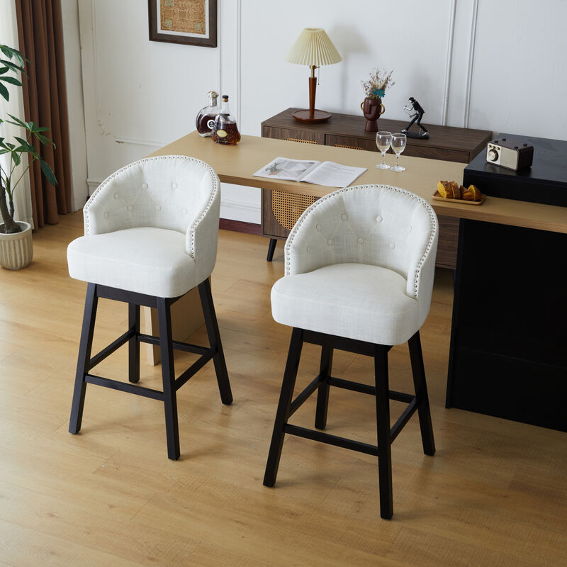 Streamdale Upholstered Counter Stools Set (2), Black and Beige
