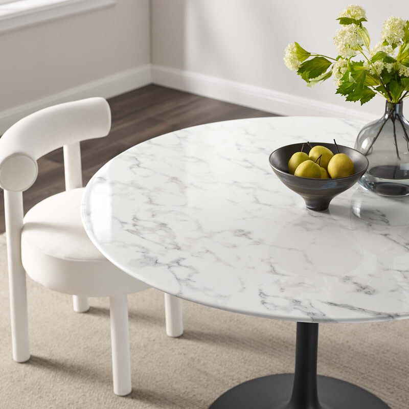 Modway - Lippa 48" Round Artificial Marble Dining Table Black White