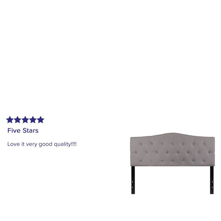 Flash Furniture Tufted Upholstered Queen Size Headboard in Light Gray Fabric
