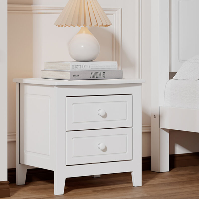 Mid-Century Retro 2-Drawer Nightstand Bedside Table image number 9