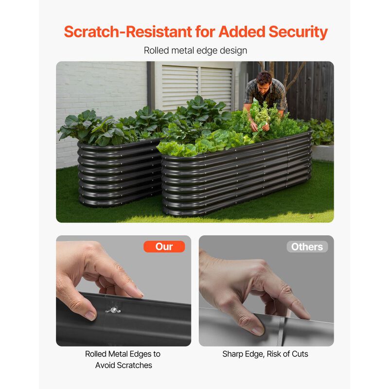 Oval Metal Raised Garden Bed Galvanized Open Bottom Planter for Outdoor Gardening-Dark Grey image number 5