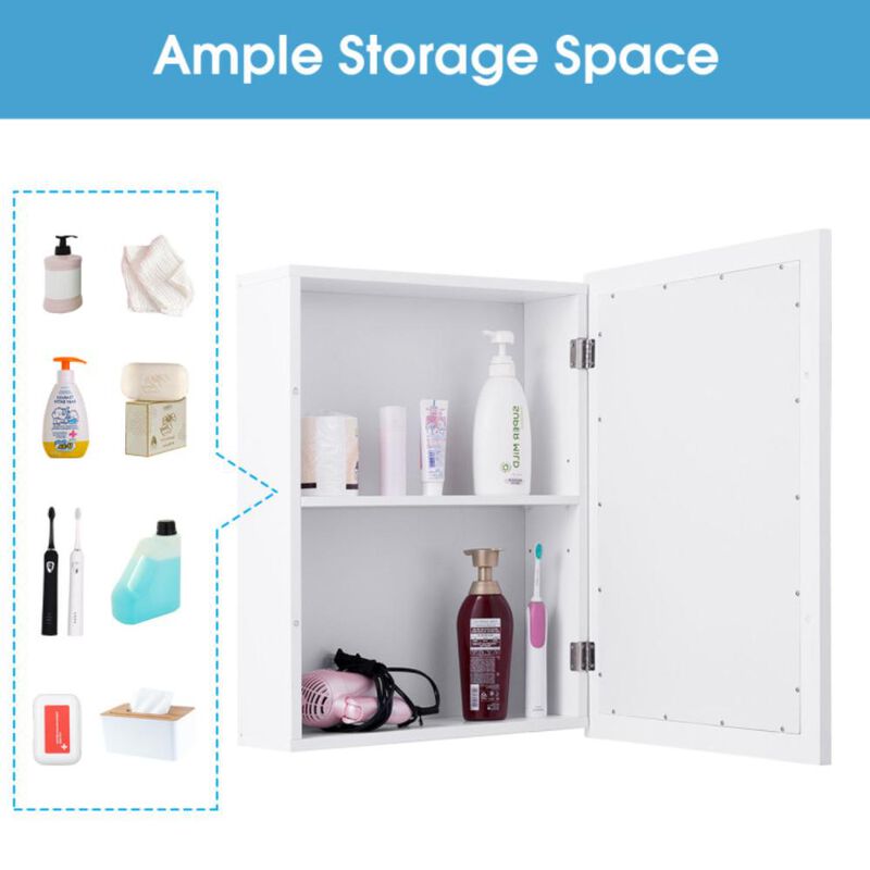 Hivvago Mirrored Bathroom Medicine Cabinet with Single Door and Adjustable Shelf