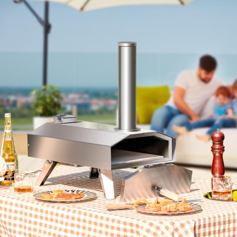 Hivvago Portable Stainless Steel Outdoor Pizza Oven with 12 Inch Pizza Stone