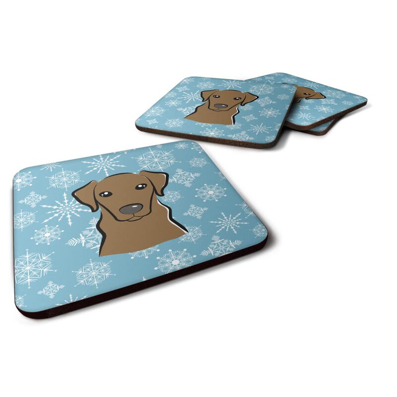 Caroline's Treasures BB1668FC Snowflake Chocolate Labrador Foam Coasters (Set of 4), 3.5, Multicolor
