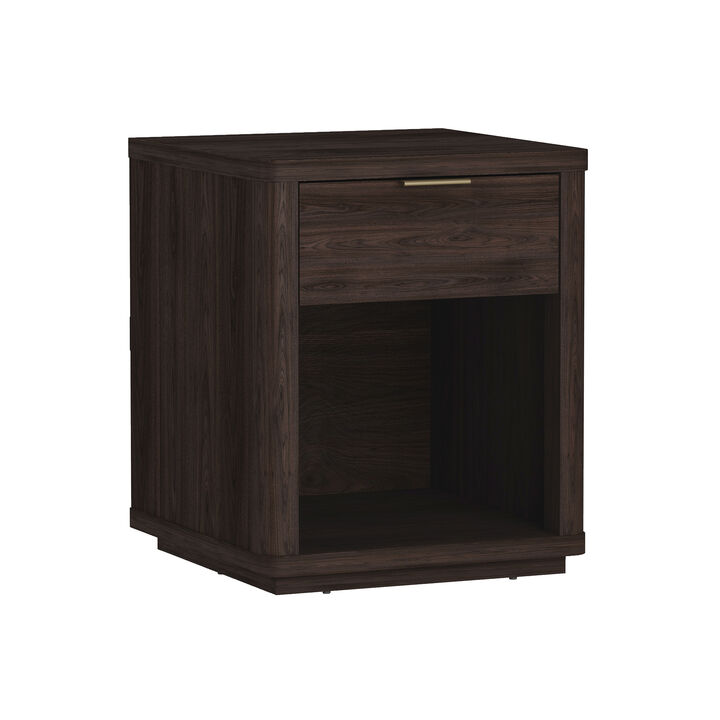 Evelyn Narrow 1-Drawer Nightstands in Brown (Set of 2)