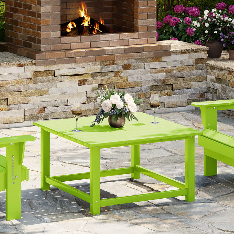 WestinTrends Low Outdoor HDPE Square Patio Coffee Table