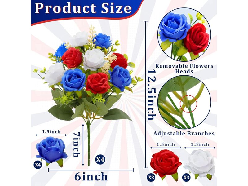 White Artificial Rose Flower Stems UV Resistant Outdoor Home Decor image number 2