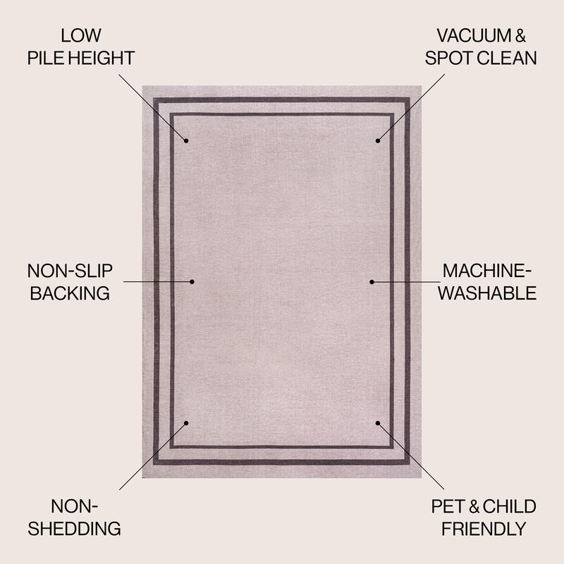 Sloane Classic 2-Stripe Border Washable Area Rug