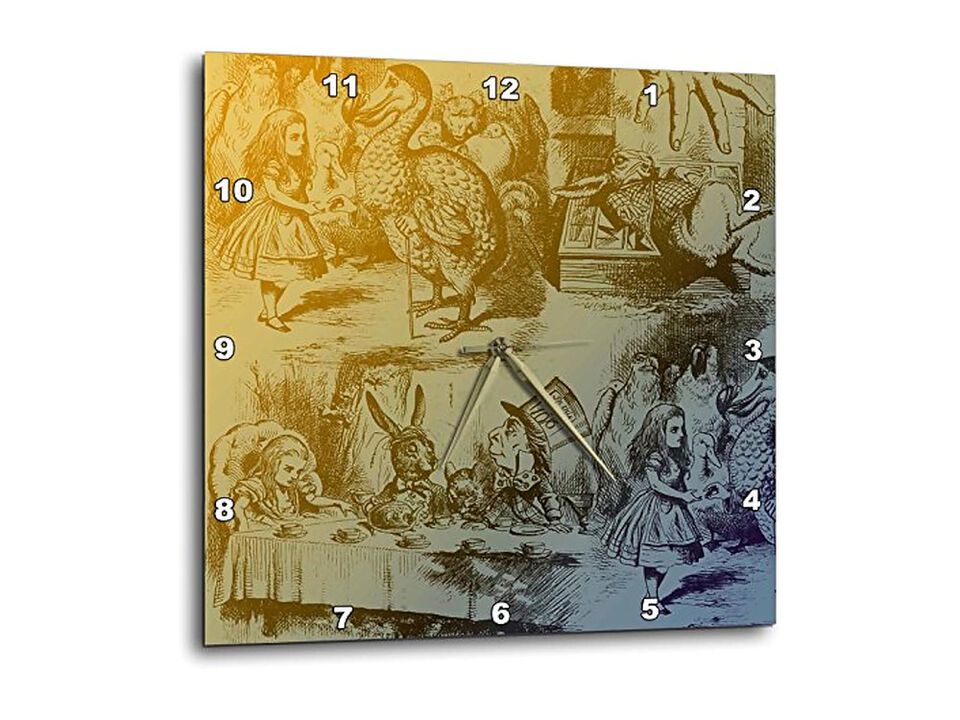 Alice Wonderland Collage Wall Clock 15 Inch Home Decor