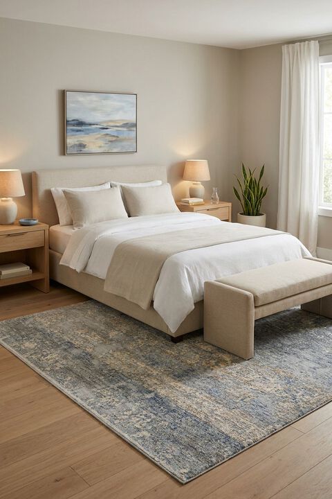 Pandora PAN-05 Blue/Gold 18" x 18" Sample Rug