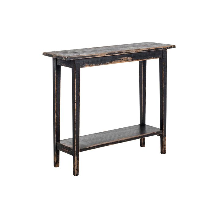 Duro Sofa Console Table with Open Shelf, Reclaimed Wood, Antique Black