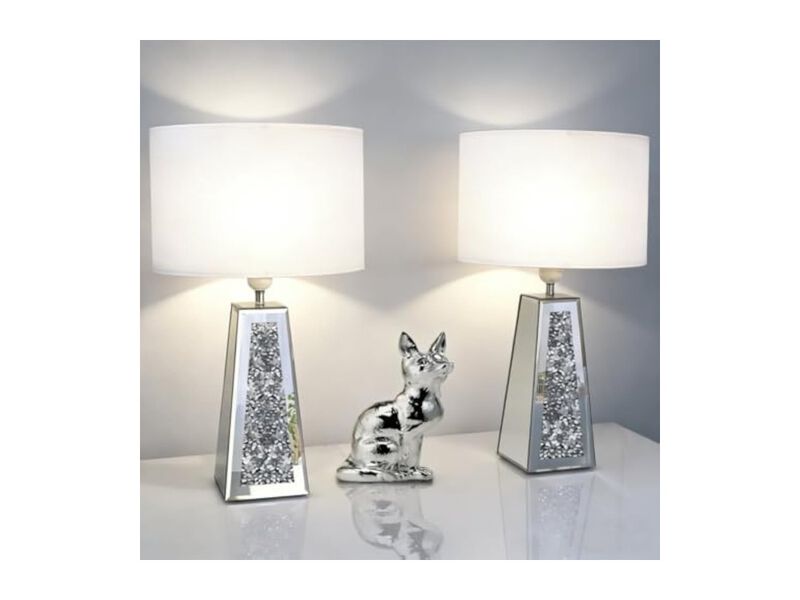 LED Modern Crystal Linen Table Lamps Set Of 2 For Living Room Bedroom Office image number 1