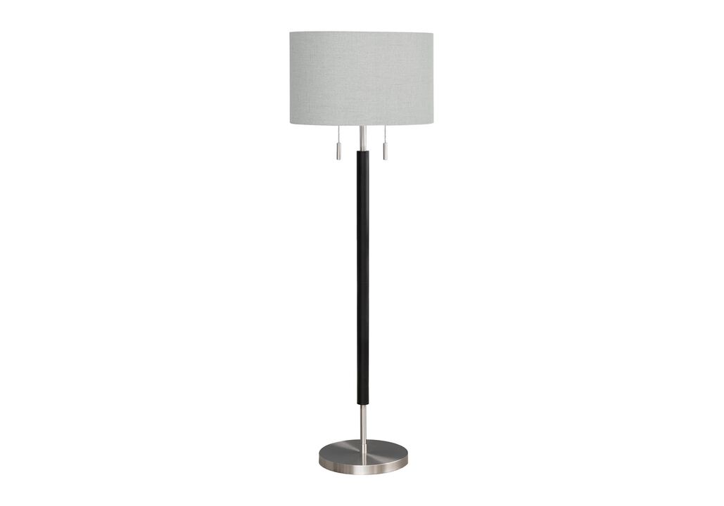 Monarch Specialties 9748 Shade, Contemporary Lighting 60" H Floor Lamp Nickel Metal Grey, 17" L x 17" W x 60.25" H, Black