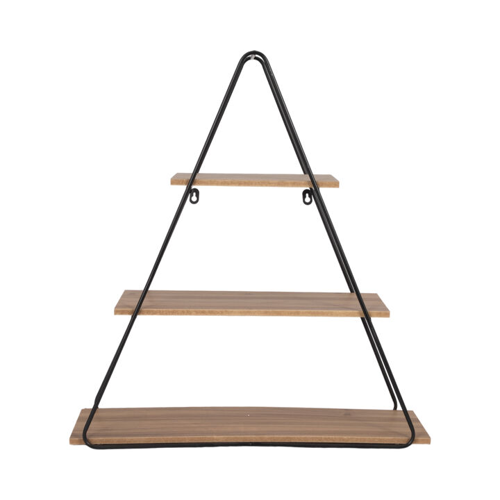 Metal/Wood Triangle Wall Shelf