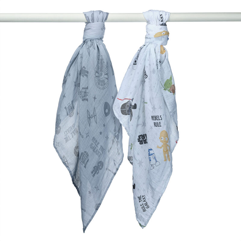 Lambs & Ivy Star Wars 2-Pack Cotton Muslin Newborn Baby Swaddle Blankets