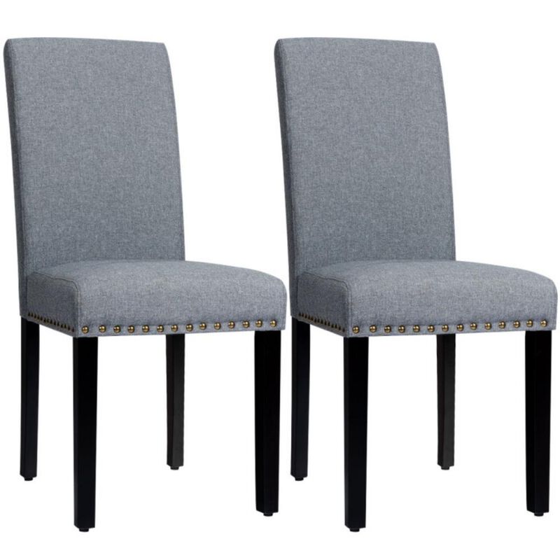 Hivvago Set of 2 Fabric Upholstered Dining Chairs with Nailhead