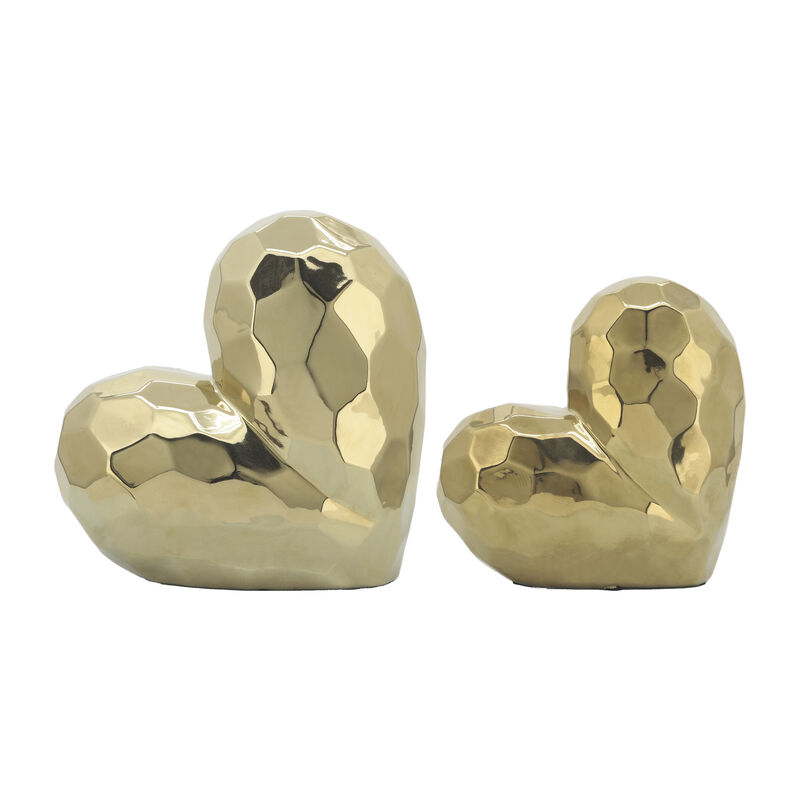 Gold Ceramic Heart Sculpture