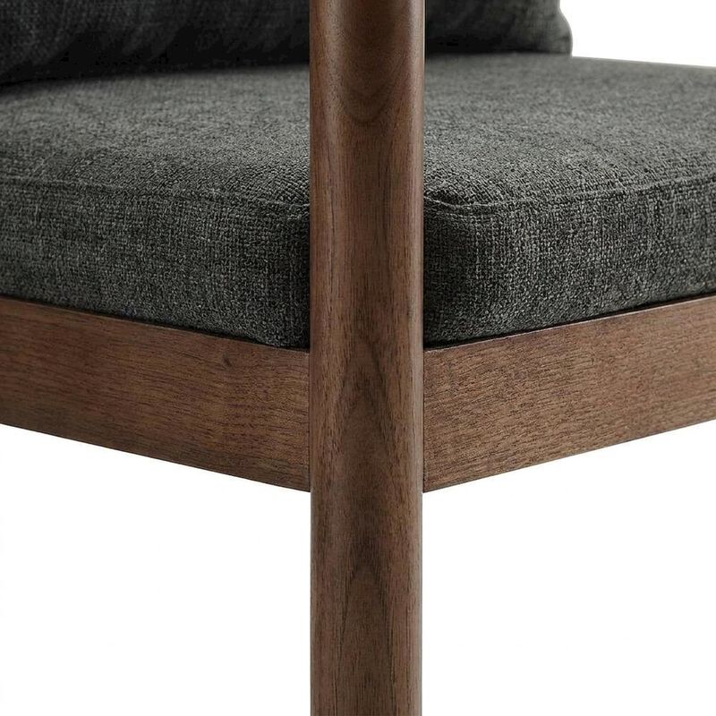Wood Dining Armchair with Cushioned Seat for Kitchen or Dining Room, Charcoal image number 6